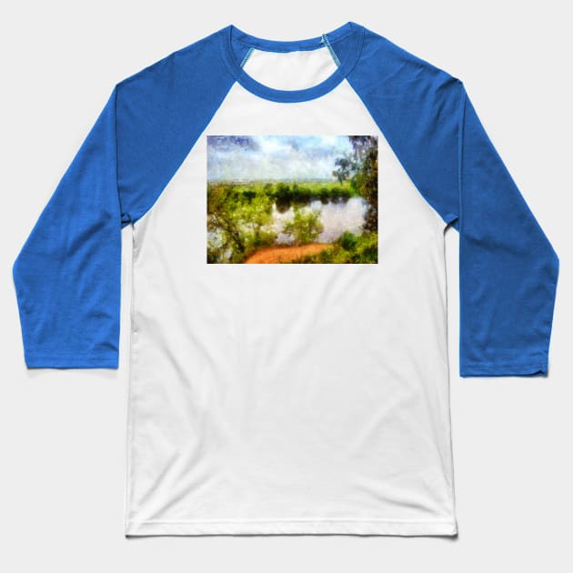 Landscape with a river Baseball T-Shirt by Evgeniya